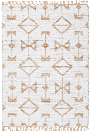 Trudy Bodhi Natural & White Jute Bohemian Tribal Pattern Rug